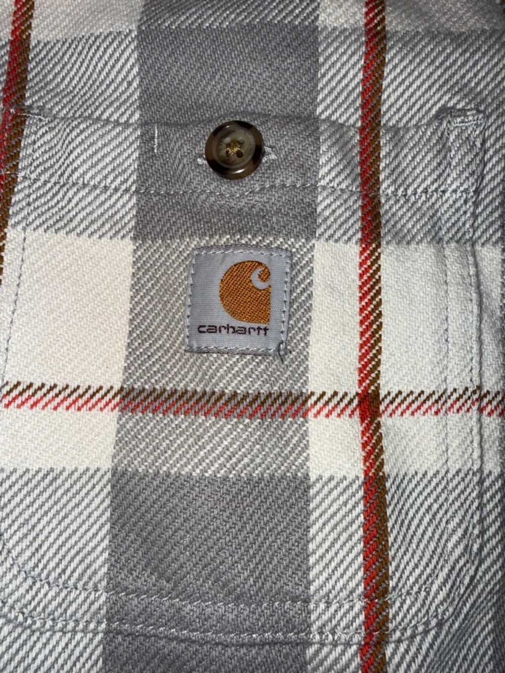 NWOT Carhartt Gray, Cream & Red Plaid Work Shirt Jacket - Picture 7 of 11
